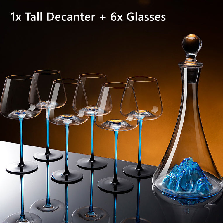 Wijnglas Blauwe Steel Bordeaux Karaf Set Handgeschilderd Glas Tafelstuk Wijn