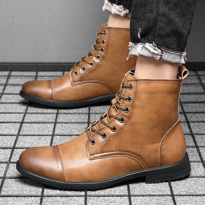Heren Leren Boots met Vetersluiting Klassieke Stijl