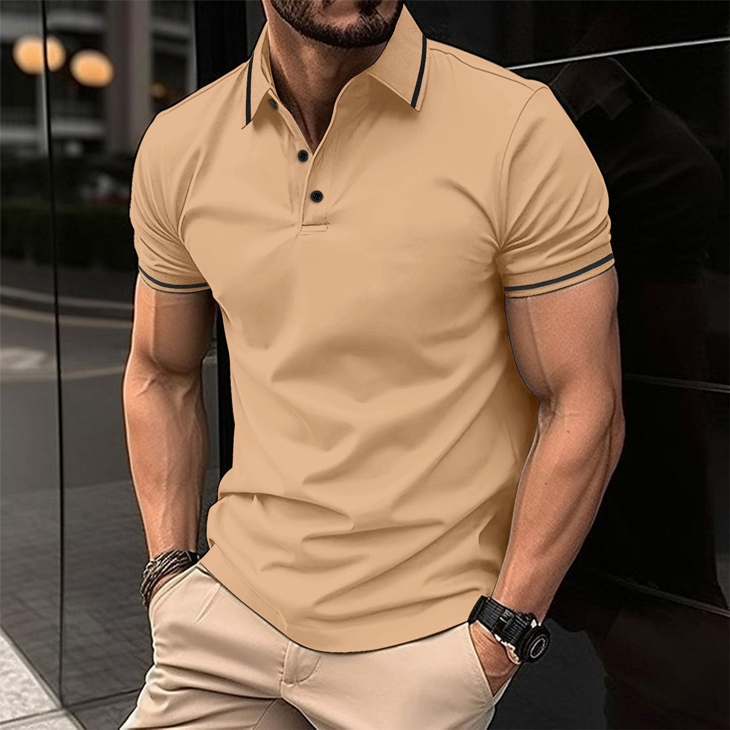 Heren Slim Fit Polo Shirt van Katoen Casper
