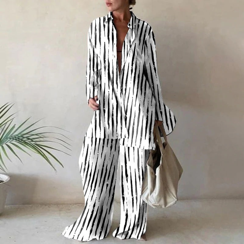 Dames Blouse en Broek Set Lange Mouwen Wijd Zomermodel - StudioMarella