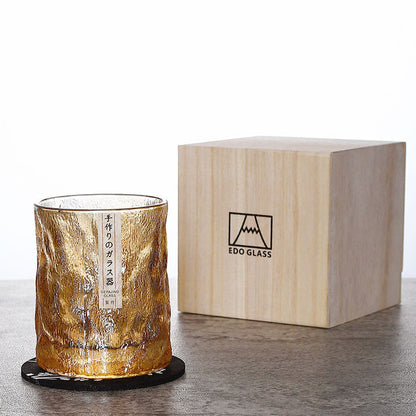 Whiskeyglas Edo Kiriko Glacier Japans Handgesneden Kristal Houten Geschenkdoos