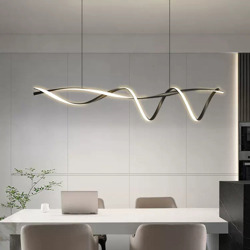 Scandinavische hanglamp keuken LED lineair L100-150cm zwart eettafel kookeiland moderne verlichting minimalistisch design dimbaar optioneel