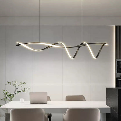 Scandinavische hanglamp keuken LED lineair L100-150cm zwart eettafel kookeiland moderne verlichting minimalistisch design dimbaar optioneel
