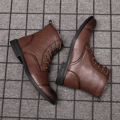 Heren Leren Boots met Vetersluiting Klassieke Stijl