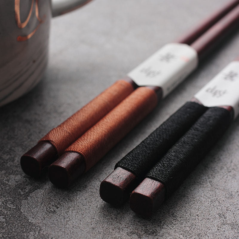 Eetstokjes Zwart Walnout Hout Handgemaakt Japan Decoratief Touw Houten Geschenkdoos
