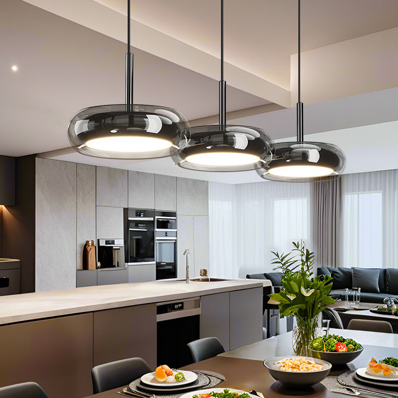3 Hoofd Keuken Hanglamp Glas Metaal Zwart Eilandverlichting Modern Minimalistisch LED Hanglamp