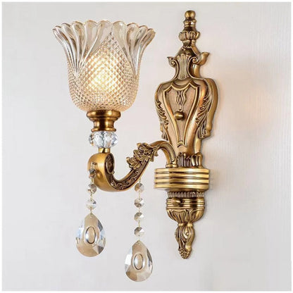 Vintage Wandlamp Goud Glas Dubbele Klassiek Warm Wit Licht Binnenwandlamp E14 Slaapkamer Woonkamer Hal Decoratief Verlichting Muurlamp