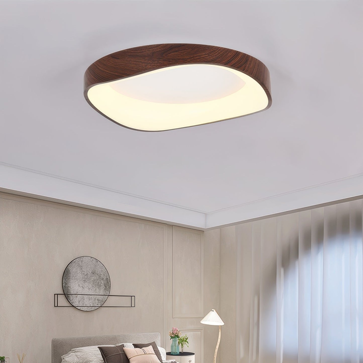 Plafondlamp LED Houtlook Scandinavisch Acryl IJzer Woonkamer Slaapkamer 40 50 60cm