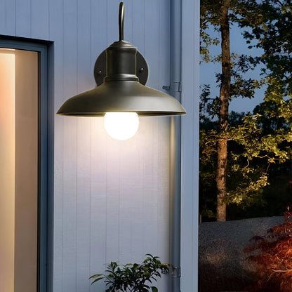 Buitenlamp Wandlamp Industrieel Vintage IJzer Kom Zwart 37cm LED