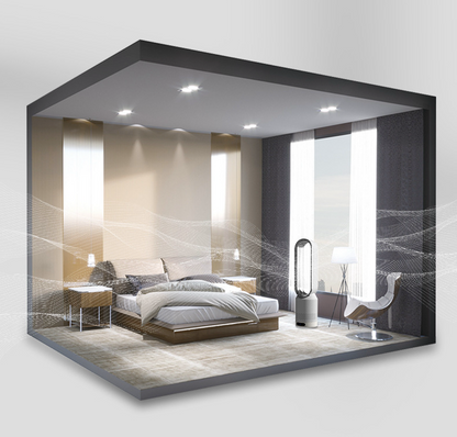 Bladeloze ventilator met luchtkoeler functie en stille luchtcirculatie voor slaapkamer en woonkamer