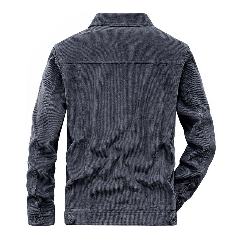 Donkerblauwe Herenjas Warme Winter Corduroy - StudioMarella