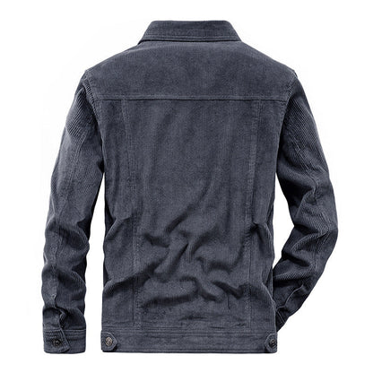 Donkerblauwe Herenjas Warme Winter Corduroy - StudioMarella