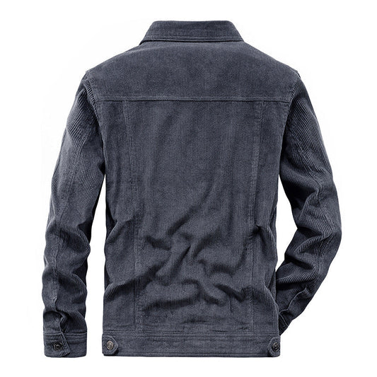 Donkerblauwe Herenjas Warme Winter Corduroy - StudioMarella
