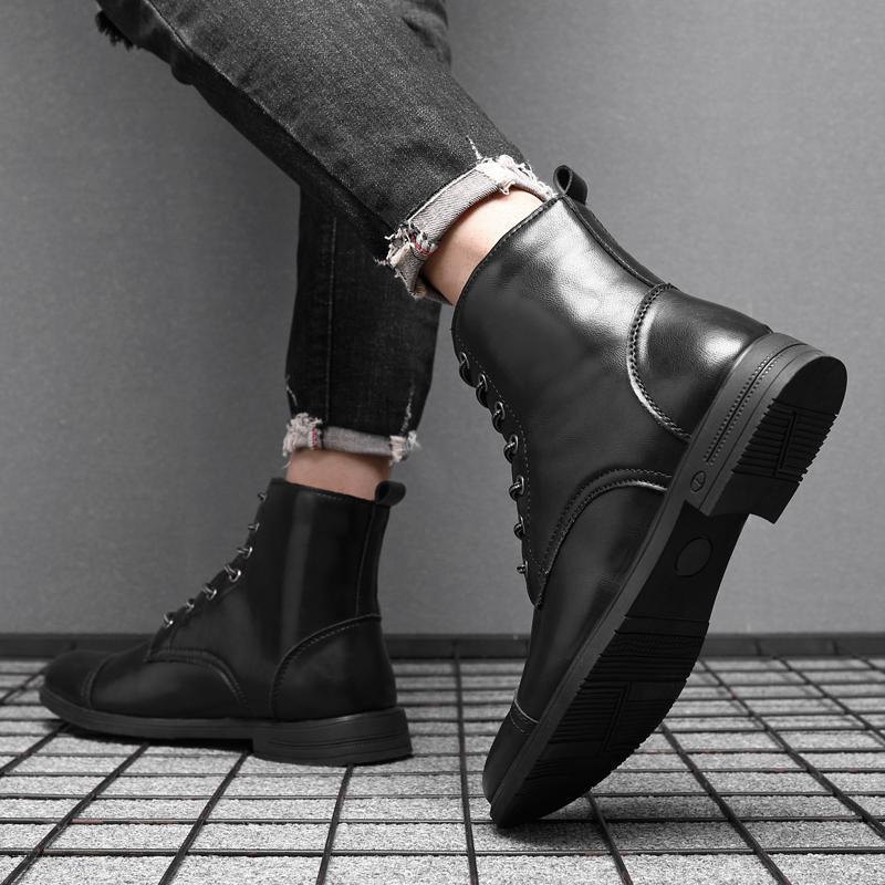 Heren Leren Boots met Vetersluiting Klassieke Stijl