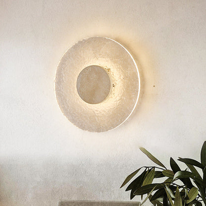 Wandlamp Travertijn Acryl Rond LED Minimalistisch Japandi Ø30 Slaapkamer Hal