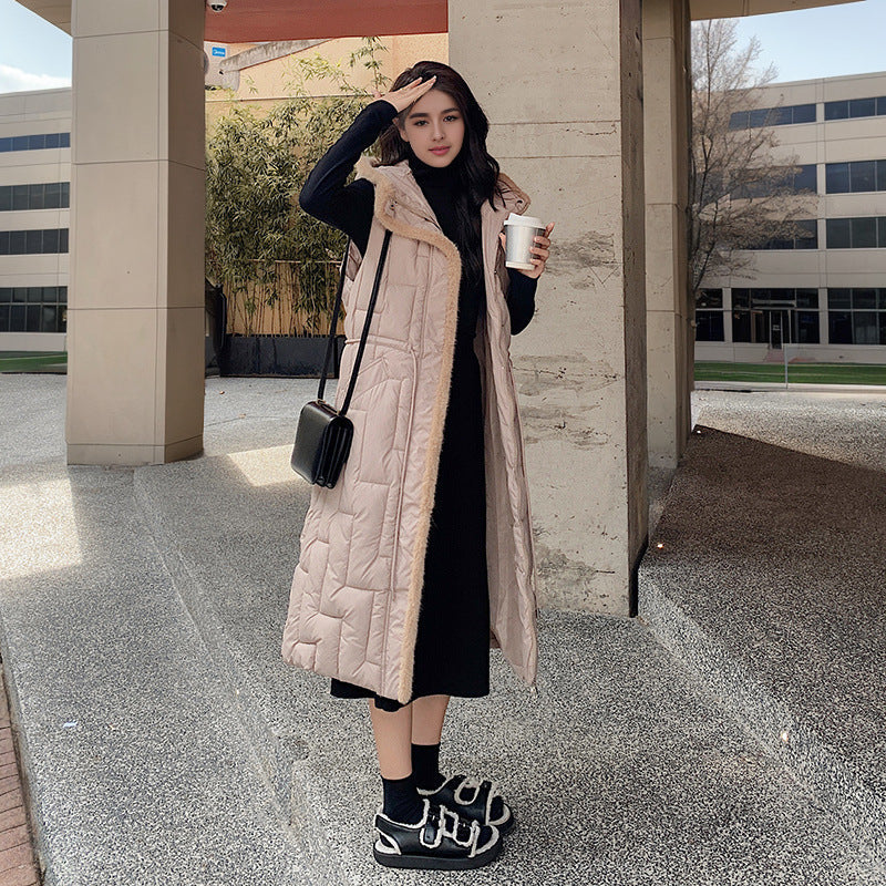 Gewatteerde Vest Lange Warmte Polyester Donzen Look