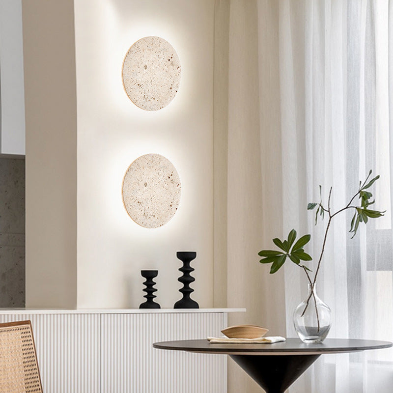 Wandlamp Travertin Rond LED Modern Natuursteen Ø23 Ø30