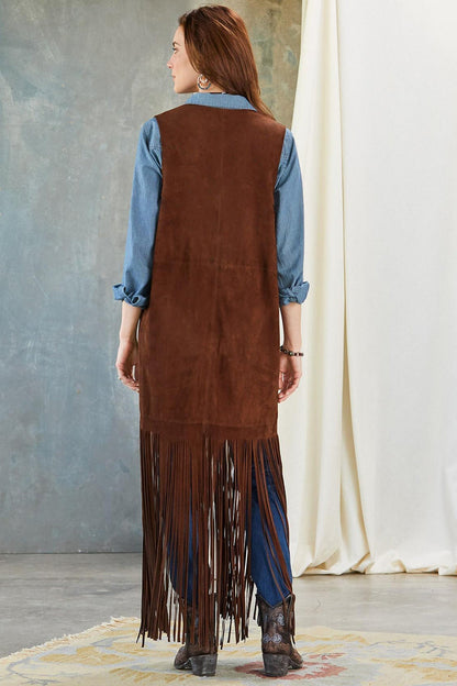 Vrouwen Gilet Lange Leren Jas