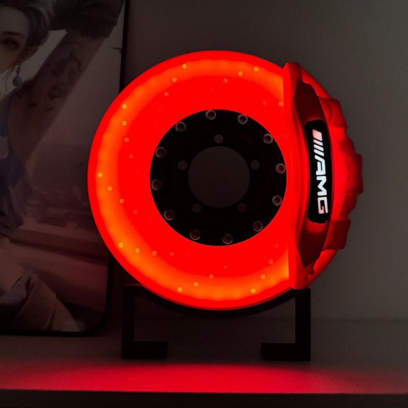 Remblok Modelschijf met Sfeerlamp en Draadloos Opladen – Ambachtelijk Interieurobject voor Autoliefhebbers