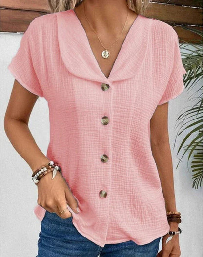 Vrouwelijke Blouse met Kraag en Knopen → Vrouwen Blouse met Kraag en Knopen