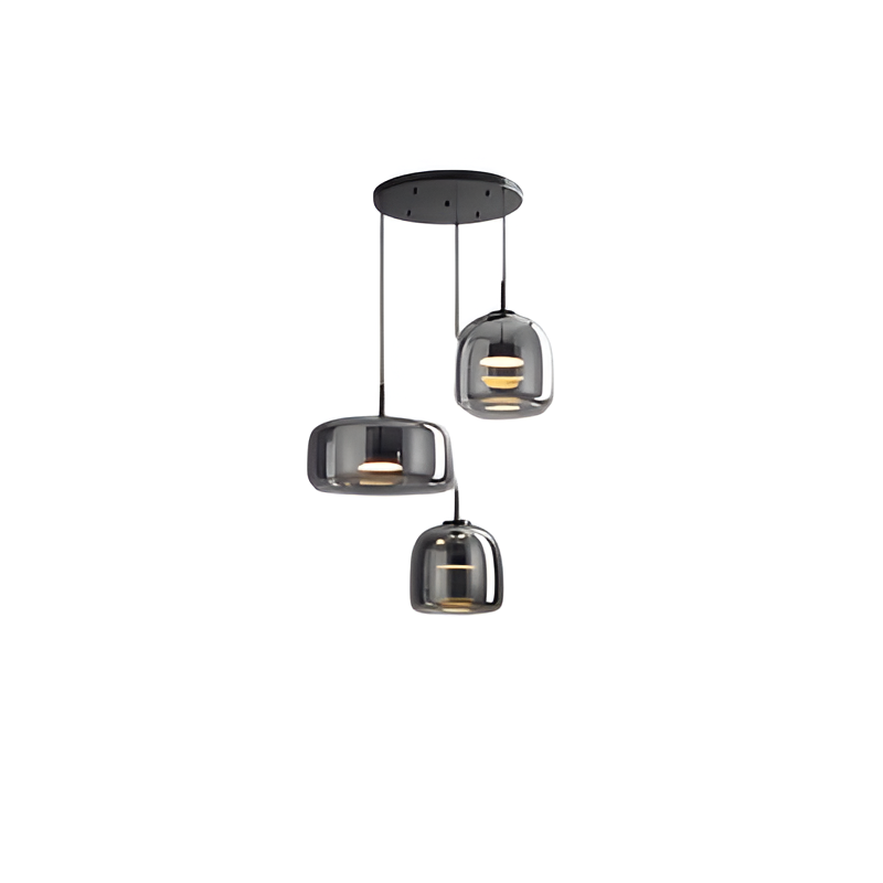 Hanglamp Rookglas Retro Trio Handgeblazen Dimbaar Verstelbaar Zwart