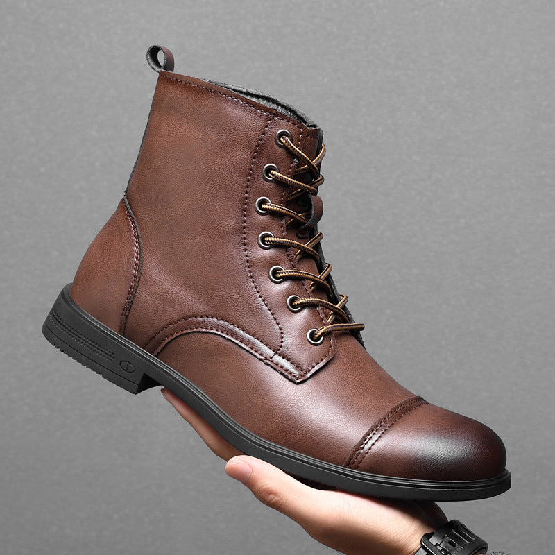 Heren Leren Boots met Vetersluiting Klassieke Stijl