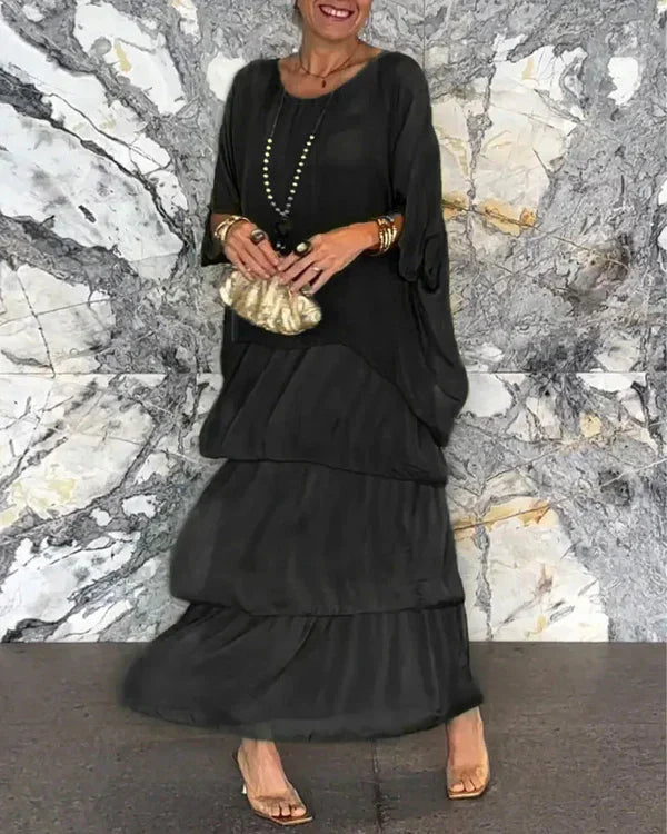 Vrouwelijke Gelaagde Jurk Bernice Stijl Elegant Lang
