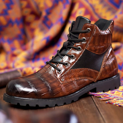 Herenlaarzen Leer Croco Design Luxe Stijl