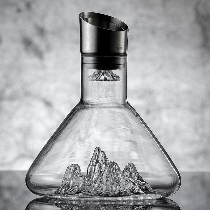 Glazen Wijnkaraf met Cascade Design voor Optimale Beluchting en Aroma