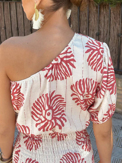 Vrouwelijke Zomerjurk Schouderloos Elegant Korte Jurk