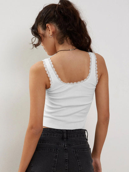 Vrouwelijke Zomertanktop Geribbeld Katoen Dameskleding