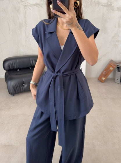 Dames Set Wikkel Top en Wijde Broek Stijlvol