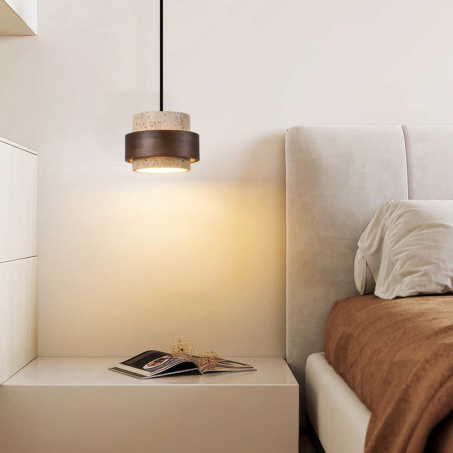 Ascend Retro Stenen Wabi-Sabi Hanglamp Travertijn Hout LED GX53 Eetkamer Verlichting Modern Minimalistisch
