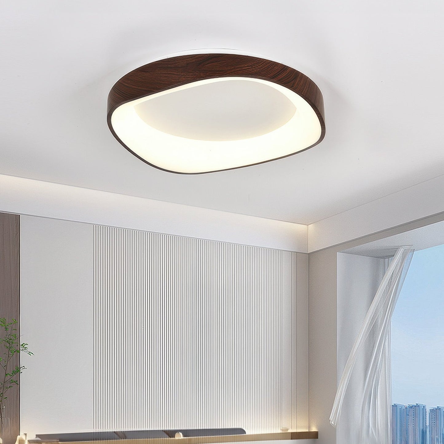 Plafondlamp LED Houtlook Scandinavisch Acryl IJzer Woonkamer Slaapkamer 40 50 60cm