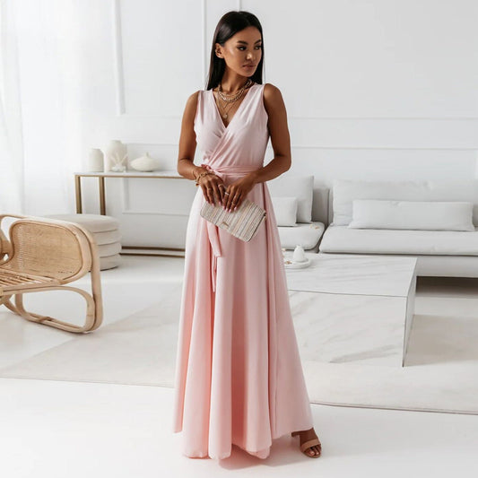 Elegante Avondjurk voor Dames Lange V-Hals Jurk - StudioMarella