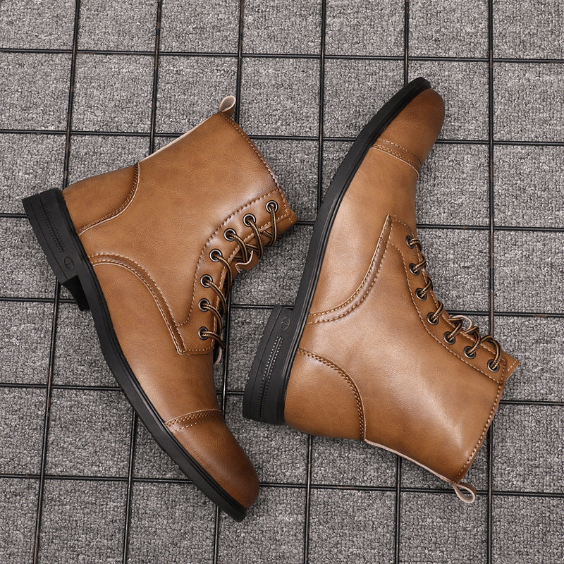 Heren Leren Boots met Vetersluiting Klassieke Stijl