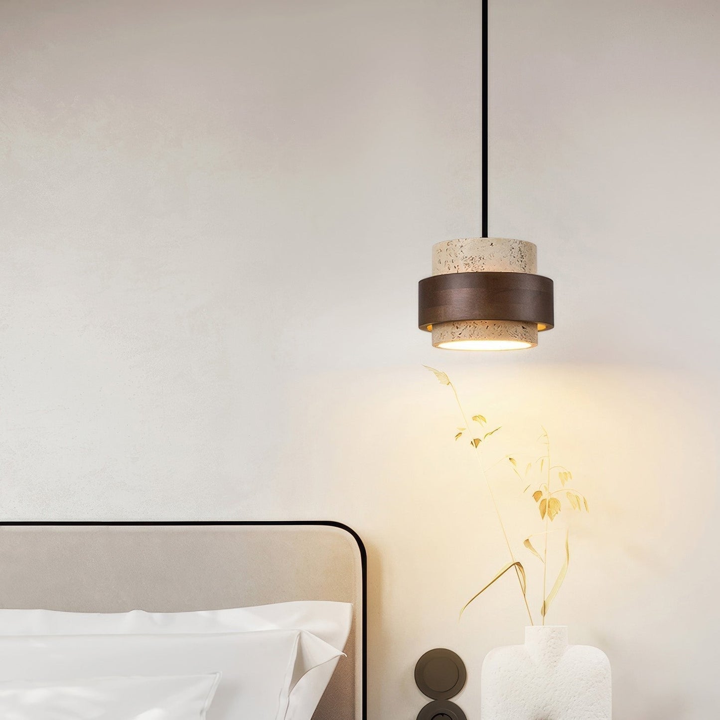 Ascend Retro Stenen Wabi-Sabi Hanglamp Travertijn Hout LED GX53 Eetkamer Verlichting Modern Minimalistisch