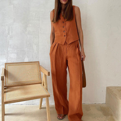 Vrouwelijke Vest en Broek Set Comfortabel Modern Design