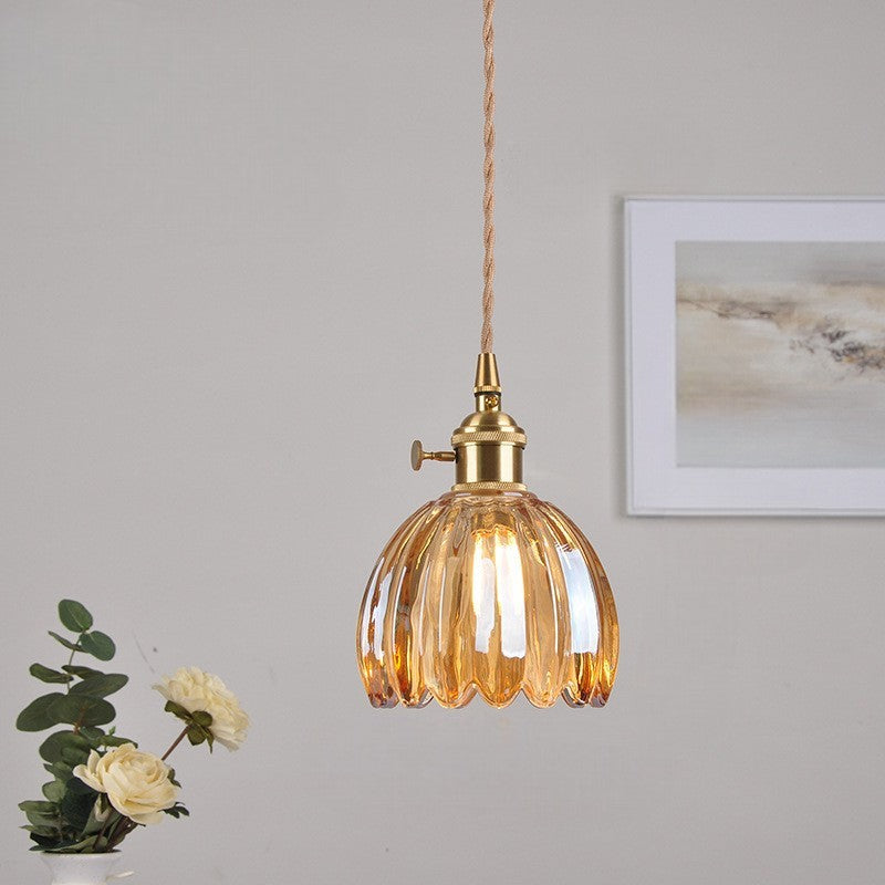 Japanse glazen hanglamp E27 glas transparant eetkamer bar verlichting minimalistisch design ribbelglas keuken hanglamp