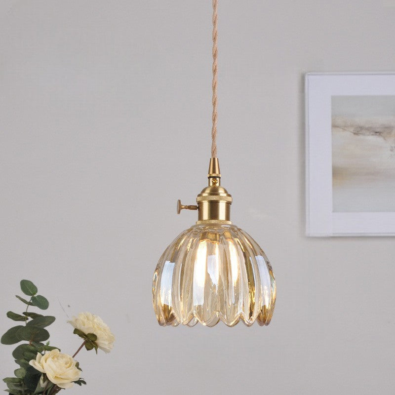 Japanse glazen hanglamp E27 glas transparant eetkamer bar verlichting minimalistisch design ribbelglas keuken hanglamp