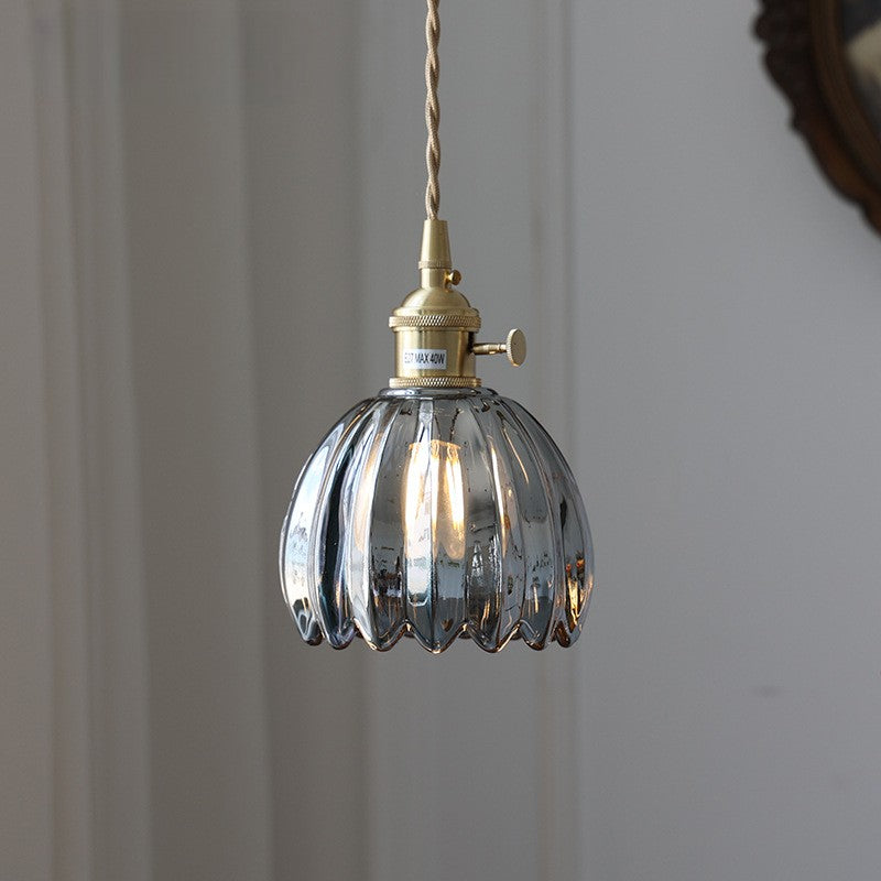 Japanse glazen hanglamp E27 glas transparant eetkamer bar verlichting minimalistisch design ribbelglas keuken hanglamp