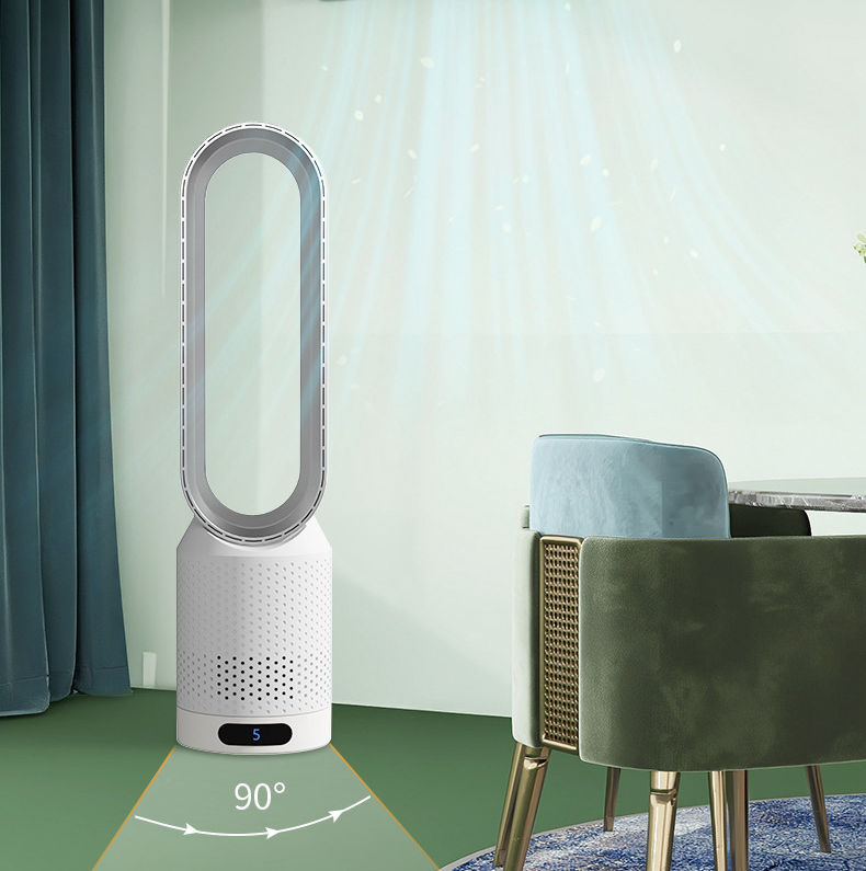 Bladeloze ventilator met luchtkoeler functie en stille luchtcirculatie voor slaapkamer en woonkamer
