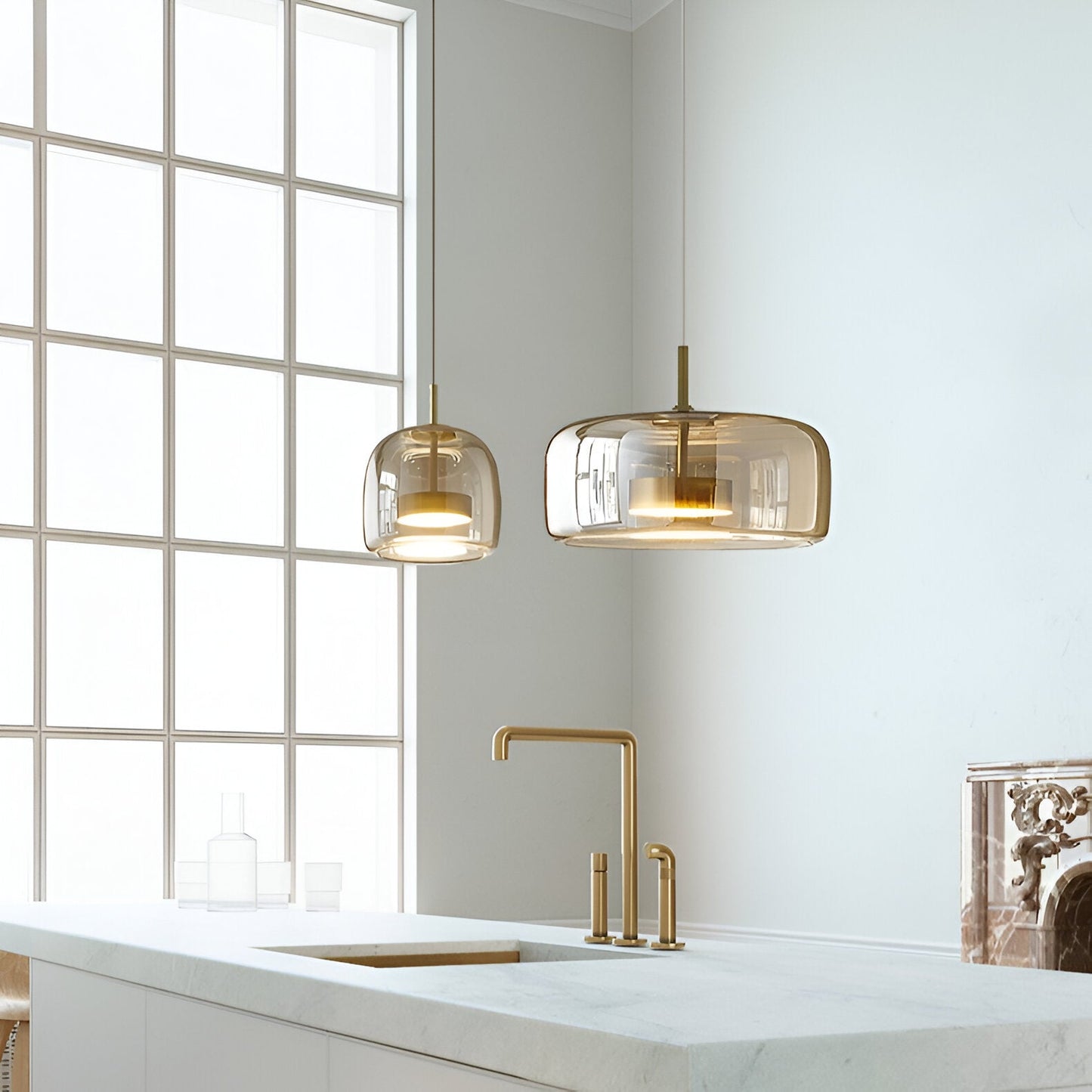 Hanglamp Rookglas Retro Trio Handgeblazen Dimbaar Verstelbaar Zwart