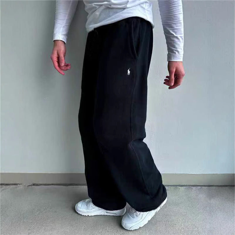 Heren Fleece Joggingbroek Zwart Comfortabel met Zijzakken - StudioMarella