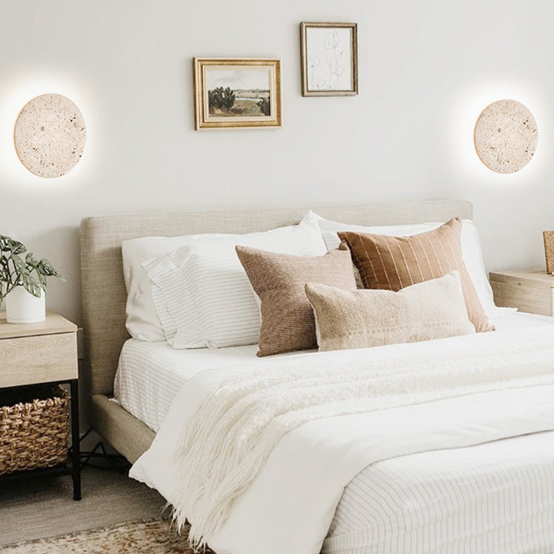 Wandlamp Travertin Rond LED Modern Natuursteen Ø23 Ø30