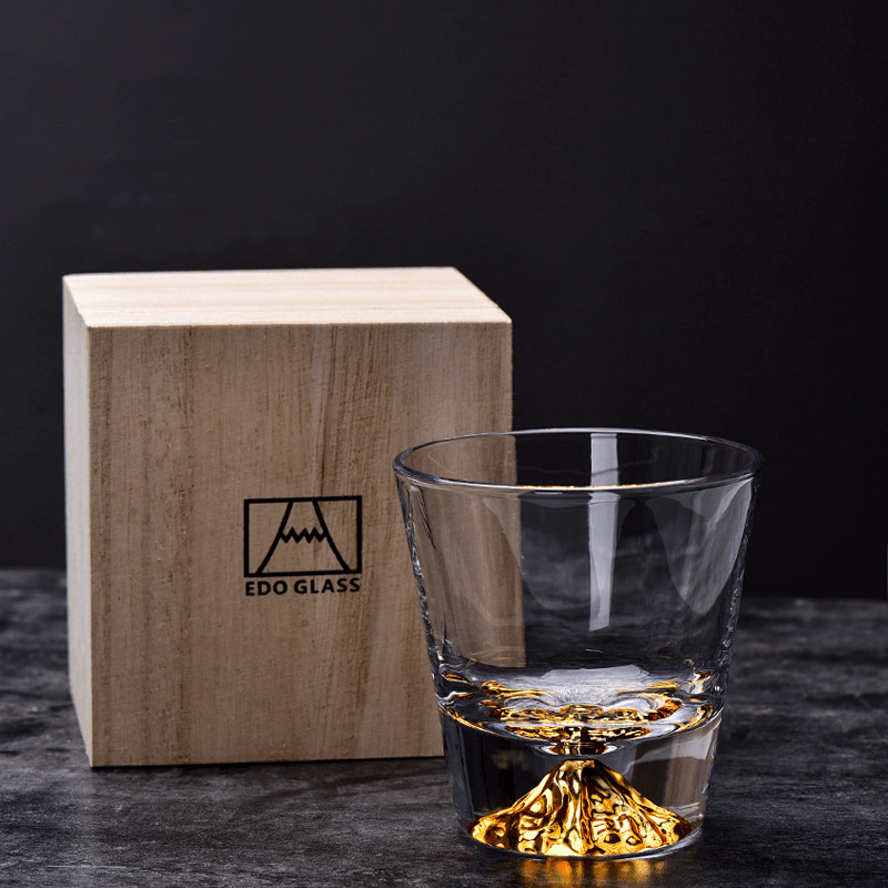 Whiskeyglas Edo Kiriko Handgemaakt Japans Kristal Set Houten Geschenkdoos Chamvin