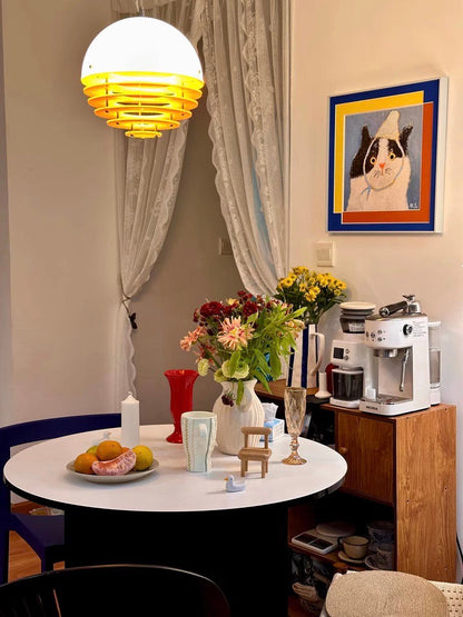 Stijlvolle Hanglamp Bauhaus Design Oranje-Wit Sfeerverlichting voor Moderne Interieurs