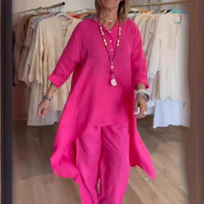 Linnen Damespak Zomerjurk Elegante Korte Broek