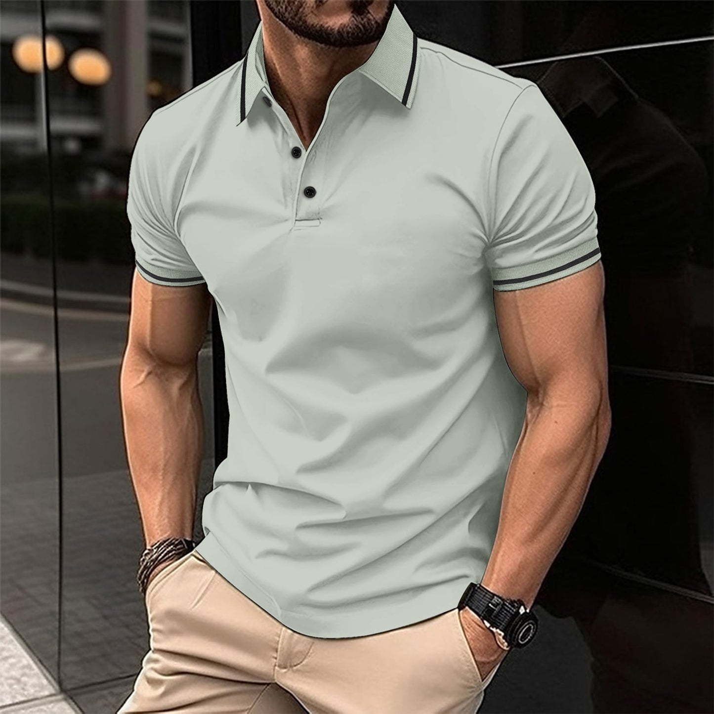 Heren Slim Fit Polo Shirt van Katoen Casper