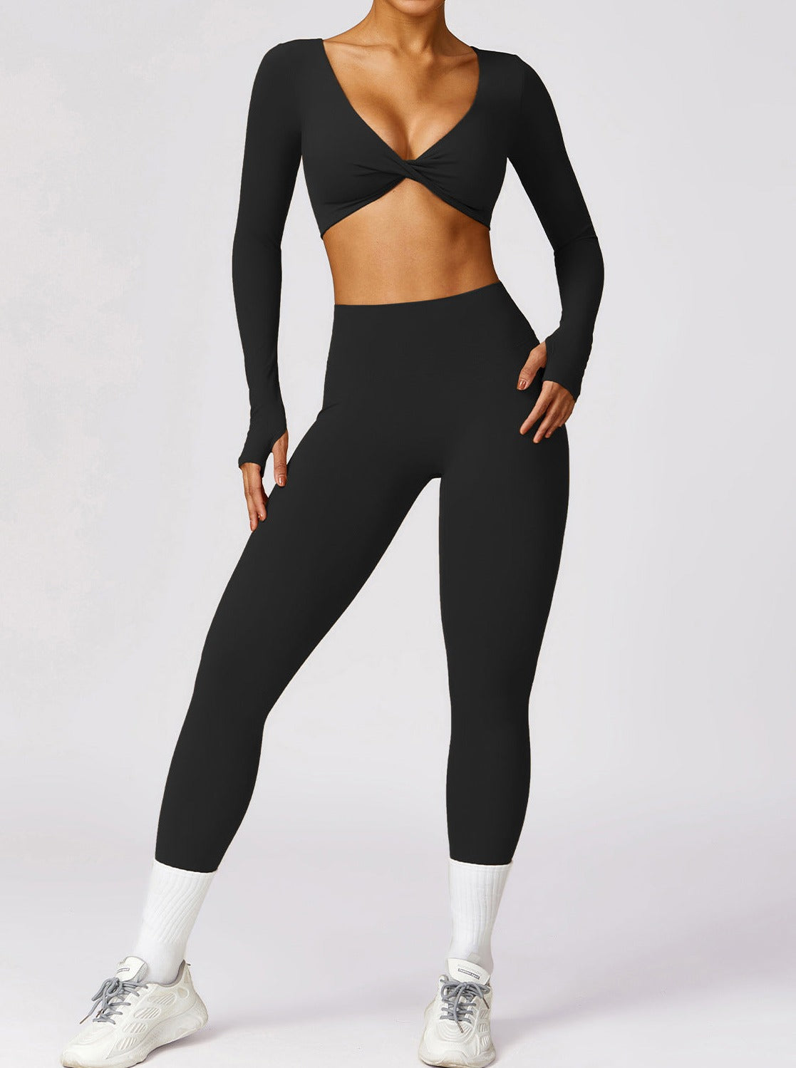 Vrouwelijke Crop Top Lange Mouwen met Twist Detail